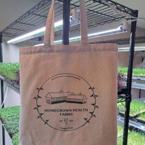 Homegrown Health Farms tote bag and merch