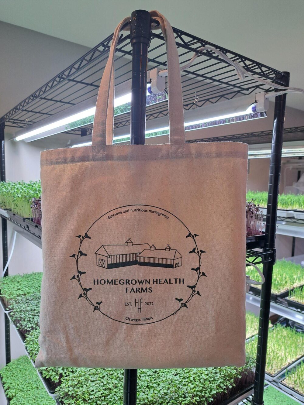 Homegrown Health Farms tote bag and merch