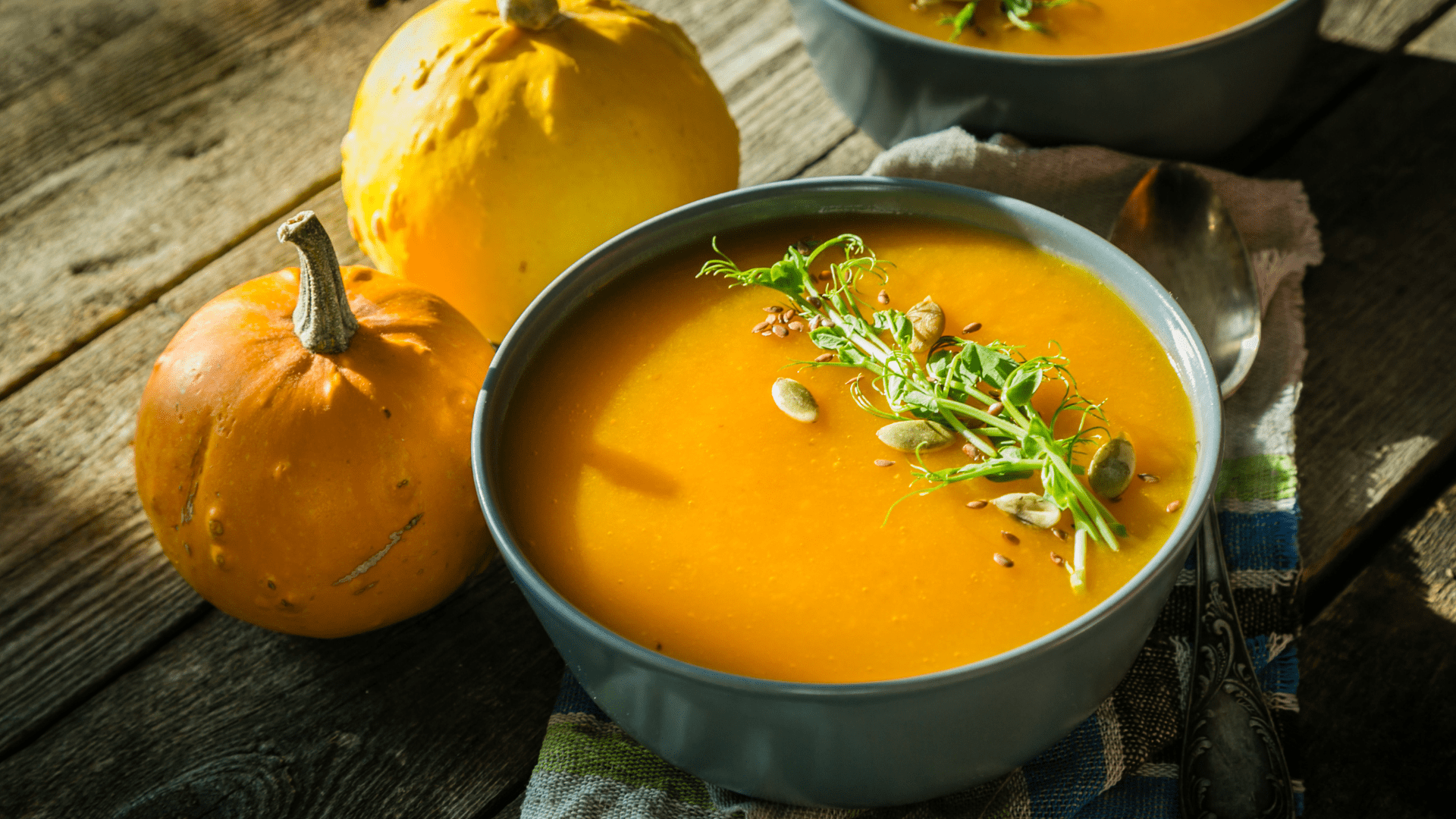 pureed squash soup with pea shoots recipe