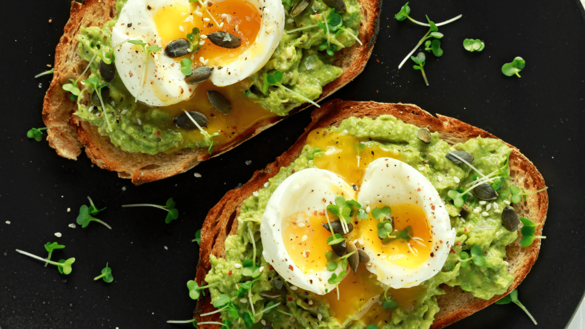 Healthy recipe. Avocado toast with microgreens recipe