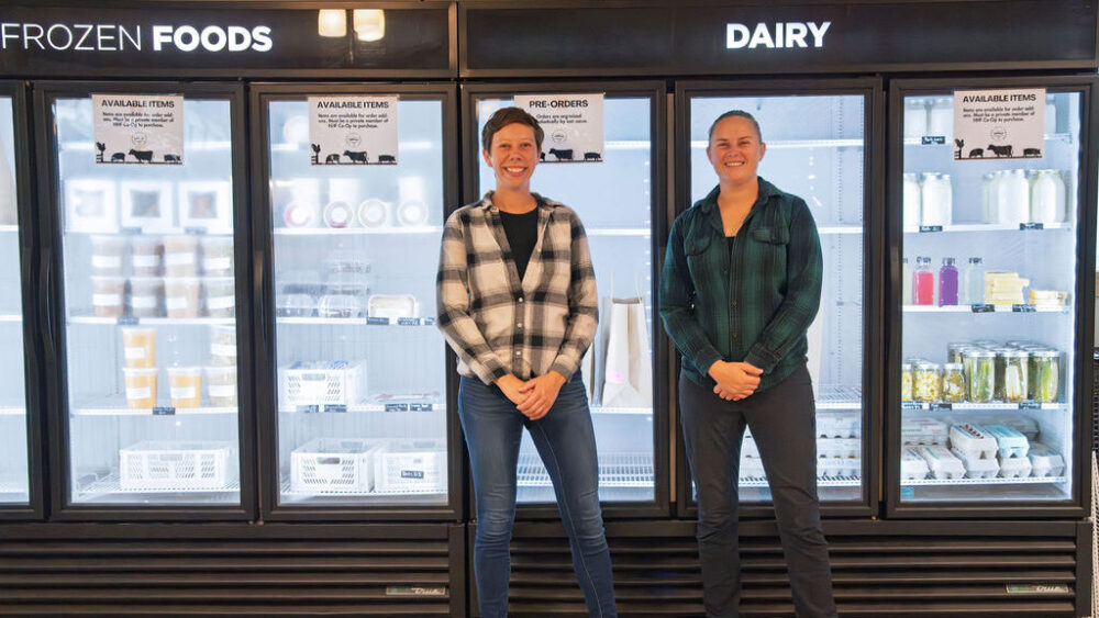 Sarah & Rachel in the Co-Op Shop 1000x563